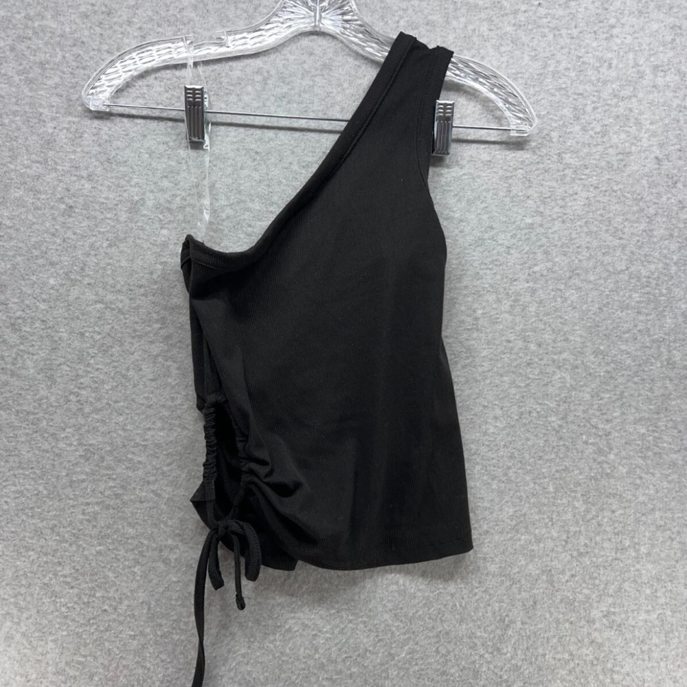 Rue21 Charcoal Ribbed One-Shoulder Top